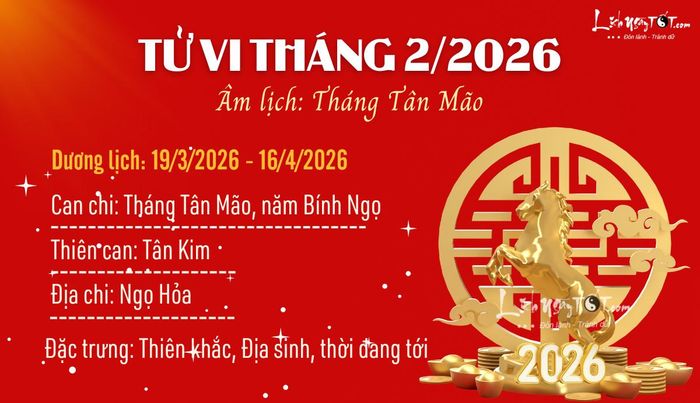 Tử vi tháng 2/2026 của 12 con giáp