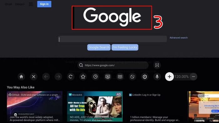 Cách vào Google trên trình duyệt tivi Samsung