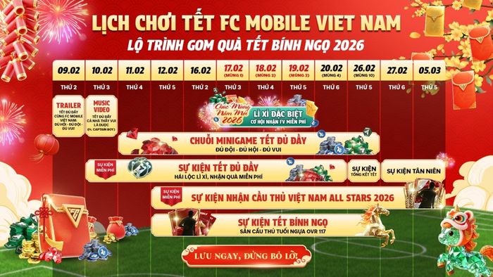 Thông tin chi tiết lịch sự kiện Tết FC Mobile