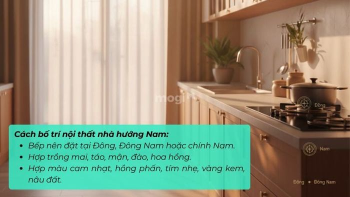 Cách bố trí nội thất phù hợp cho nhà hướng Nam.