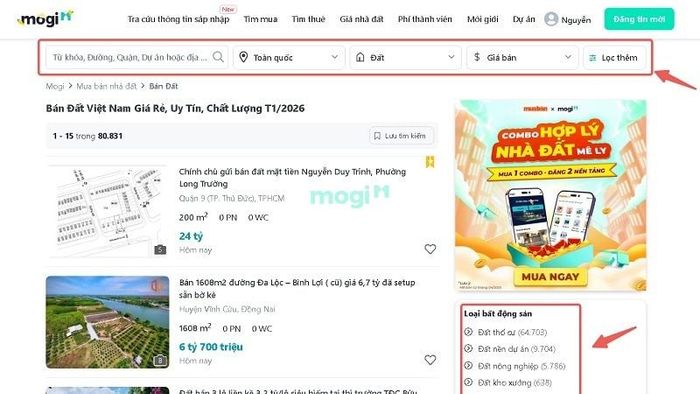 Tìm mua đất dễ dàng tại website Mytour.vn