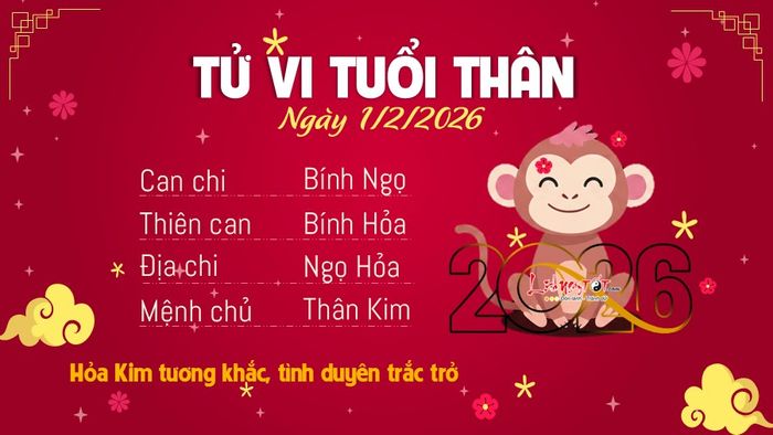 Tử vi hàng ngày 1/2/2026 - Thân