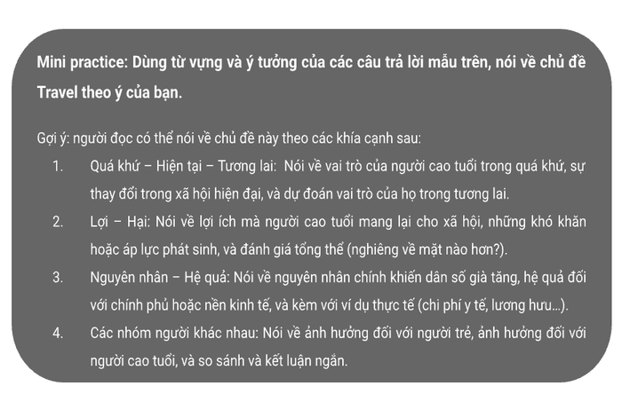 Mini exercise 2 - IELTS Speaking Part 3: Travel