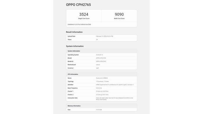Hiệu suất CPU của OPPO Find N6.