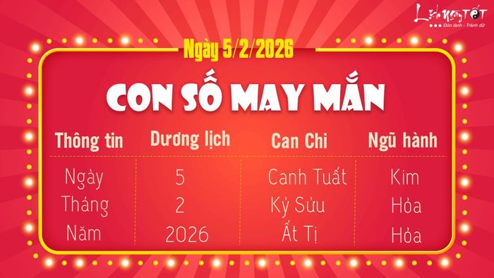 Con số may mắn hôm nay, 5/2/2026