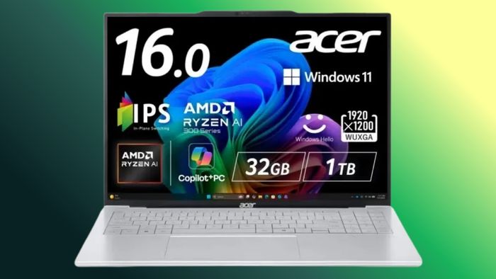 Acer Swift Air 16 được thiết kế với vỏ nhôm-magie, trọng lượng chỉ 990 gram, rất nhẹ nhàng và chắc chắn.