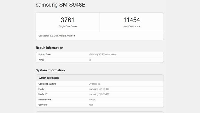 Điểm số ấn tượng của Samsung Galaxy S26 Ultra trên Geekbench 6
