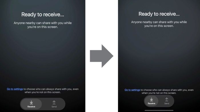 Giao diện Quick Share rò rỉ của One UI 8.5 (bên trái) và One UI 9 (bên phải)