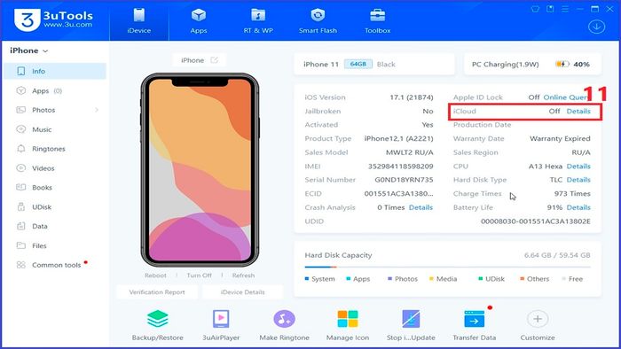 Bước 3 trong cách kiểm tra iCloud trên iPhone cũ