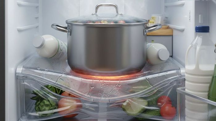 Đặt đồ ăn nóng vào tủ lạnh có thể khiến khay kệ bị biến dạng