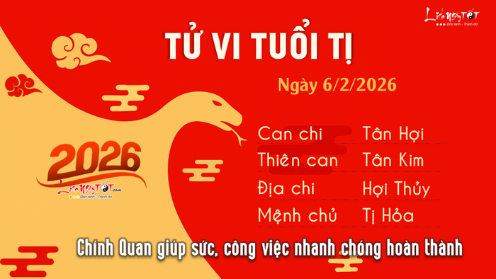 Tử vi hàng ngày 6/2/2026 - Tị