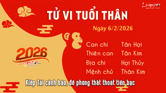 Tử vi hàng ngày 6/2/2026 - Thân