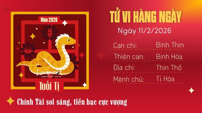 Tử vi hàng ngày 11/2/2026 - Tị
