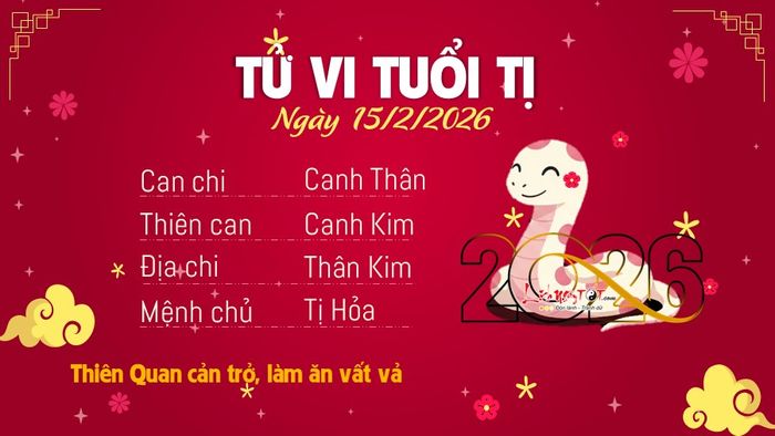 Tử vi hàng ngày 15/2/2026 của Tị