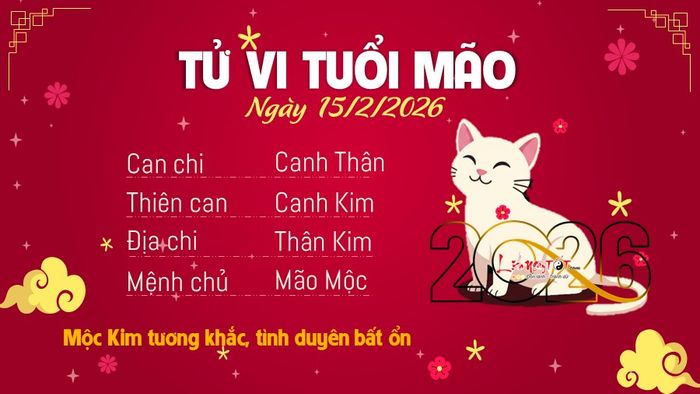 Tử vi hàng ngày 15/2/2026 của Mão