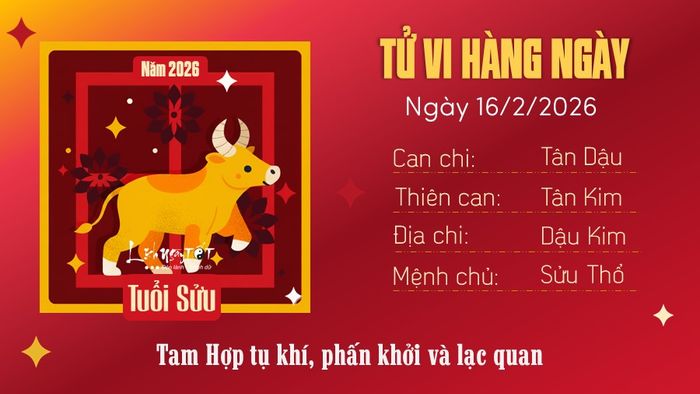 Tử vi ngày 16/2/2026 của tuổi Sửu
