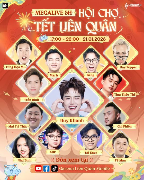 Dàn khách mời tham gia trong phiên livestream của Liên Quân Mobile 2026