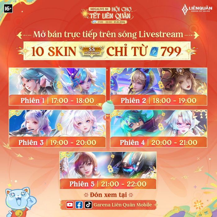 Mở bán trực tiếp 10 skin SS hữu hạn chỉ từ 799 Quân Huy