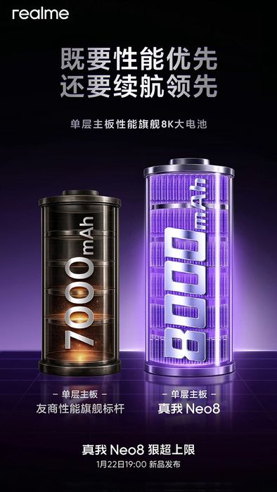 realme Neo8 đã được xác nhận trang bị viên pin có dung lượng lên tới 8000 mAh