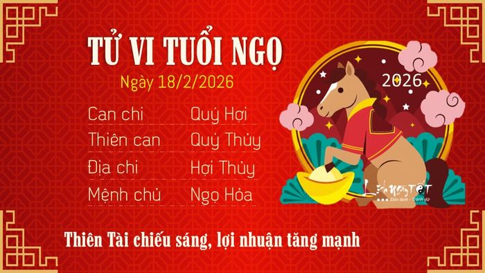 Tử vi hàng ngày 18/2/2026 - Tuổi Ngọ