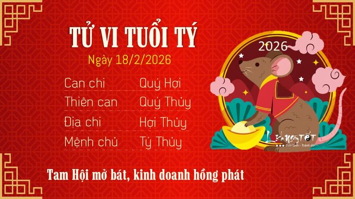 Tử vi hàng ngày 18/2/2026 - Tuổi Tý