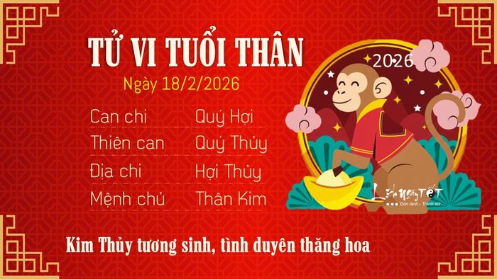 Tử vi hàng ngày 18/2/2026 - Tuổi Thân