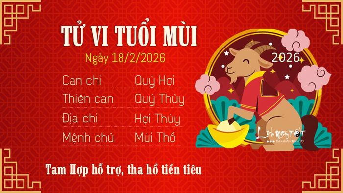 Tử vi hàng ngày 18/2/2026 - Tuổi Mùi