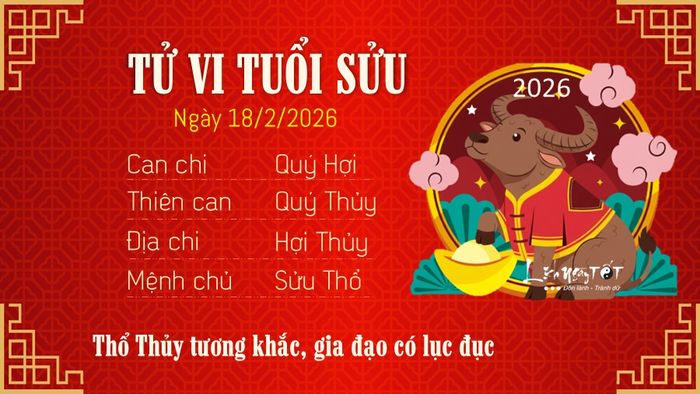 Tử vi hàng ngày 18/2/2026 - Tuổi Sửu