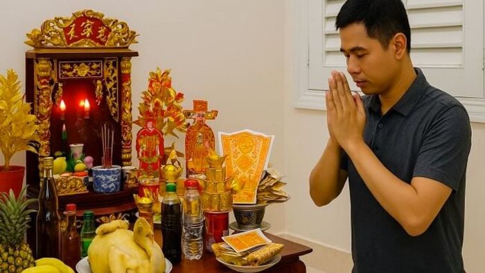 Thắp nhang và đọc văn khấn Thần Linh trước, sau đó là Gia Tiên.