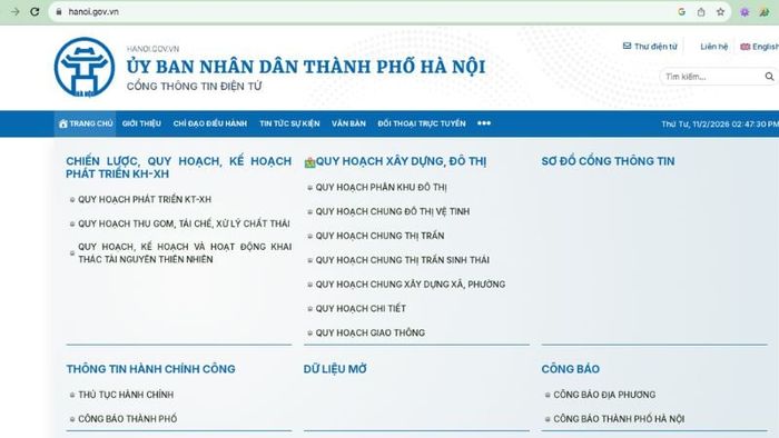 Tra cứu trên Cổng thông tin điện tử UBND TP Hà Nội
