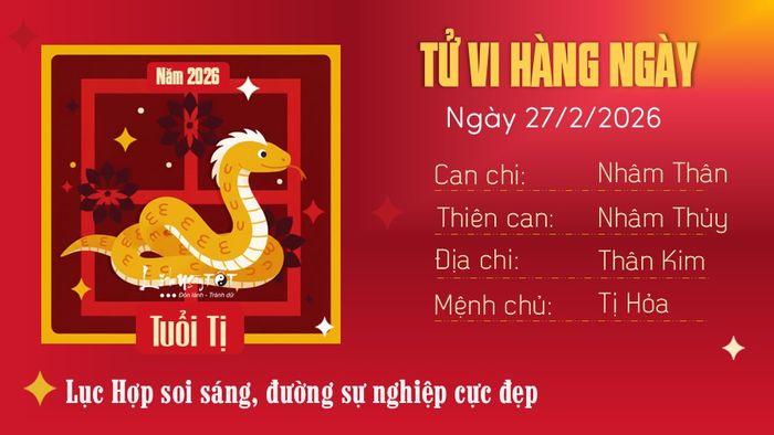 Tử vi hàng ngày 27/2/2026 - Tị