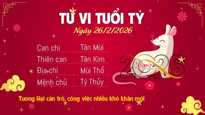Tử vi hàng ngày 26/2/2026 của tuổi Tý