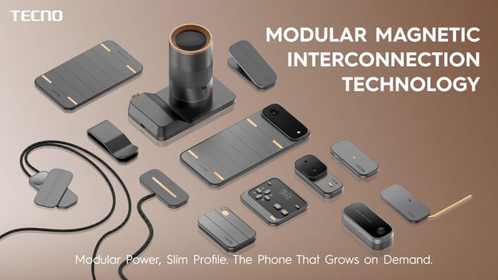 Điện thoại này sử dụng thiết kế kết nối từ tính độc đáo của TECNO.