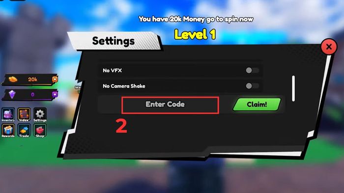 Các bước nhập code Titan Fishing