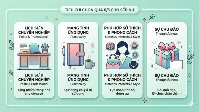 Tiêu chí lựa chọn quà 8/3 phù hợp dành cho sếp nữ