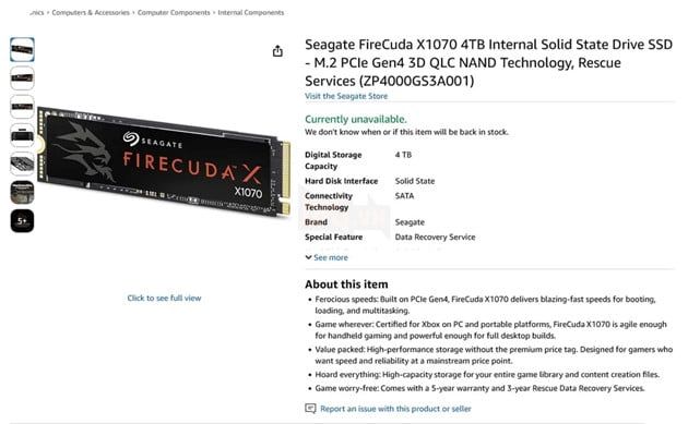 Seagate vô tình để lộ siêu phẩm FireCuda X1070: SSD Gen4 đầu tiên trở lại sau hơn một năm vắng bóng 2