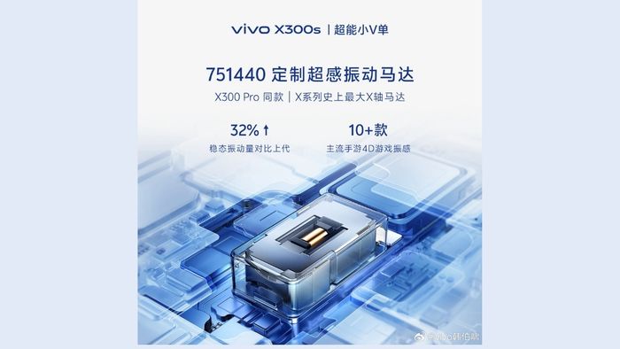 vivo X300s sẽ được trang bị động cơ rung 4D tùy chỉnh lớn nhất từng xuất hiện trên dòng X.
