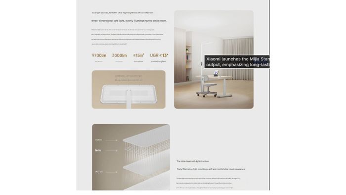 Chiếc đèn bàn của Xiaomi tạo ra nguồn sáng êm dịu, góp phần giảm mỏi mắt cho người sử dụng.