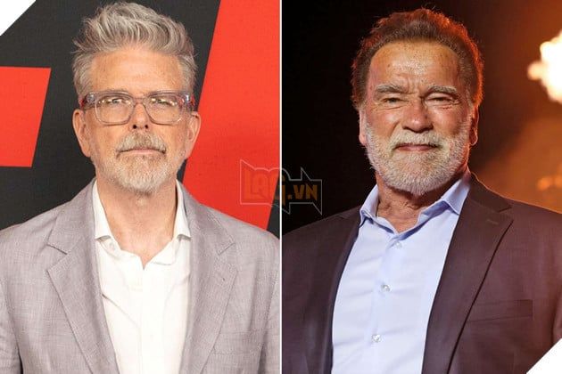 Hình ảnh Arnold Schwarzenegger chụp cùng Christopher McQuarrie.