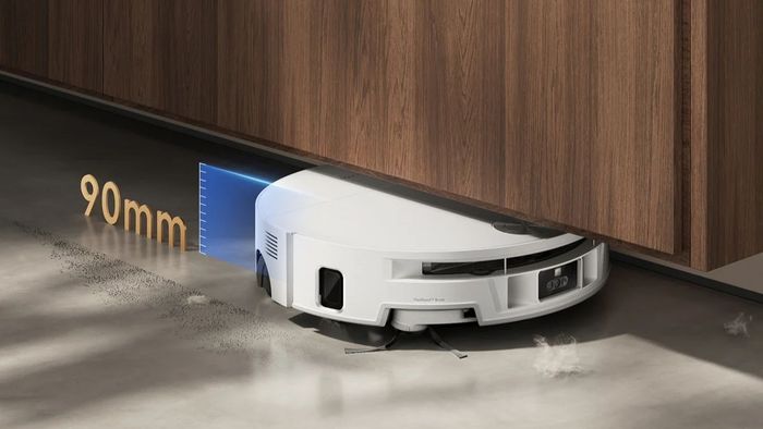 Nhờ thân máy chỉ cao 90mm, Mova S70 có thể linh hoạt di chuyển vào các khu vực thấp như gầm giường hoặc gầm tủ để làm sạch.