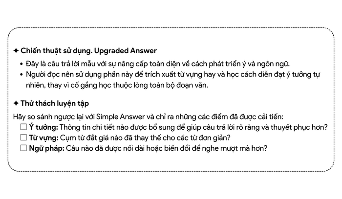 Chiến lược vận dụng Upgraded Answer