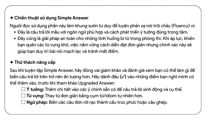 Chiến lược vận dụng Simple Answer