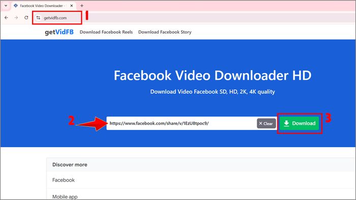 Tải video Facebook trên PC bằng GetVidFB