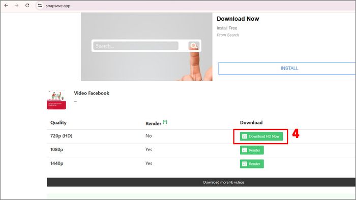 Tải video Facebook trên máy tính bằng SnapSave - bước 4