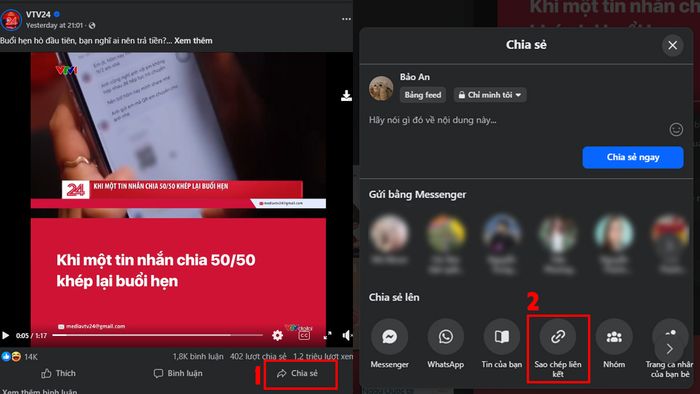 Cách sao chép link video Facebook để tải về trên máy tính