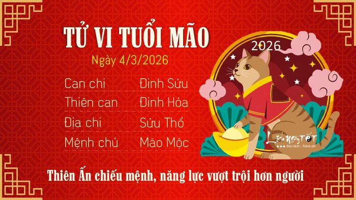 Tử vi hàng ngày 4/3/2026 - Tuổi Mão