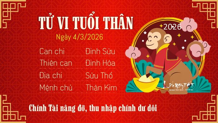 Tử vi hàng ngày 4/3/2026 - Tuổi Thân
