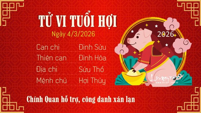 Tử vi hàng ngày 4/3/2026 - Tuổi Hợi