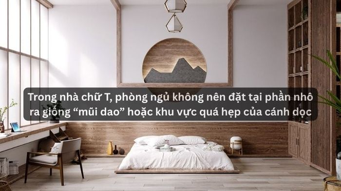Trong nhà hình chữ T, phòng ngủ không nên được đặt ở phần nhô ra giống như “mũi dao”.