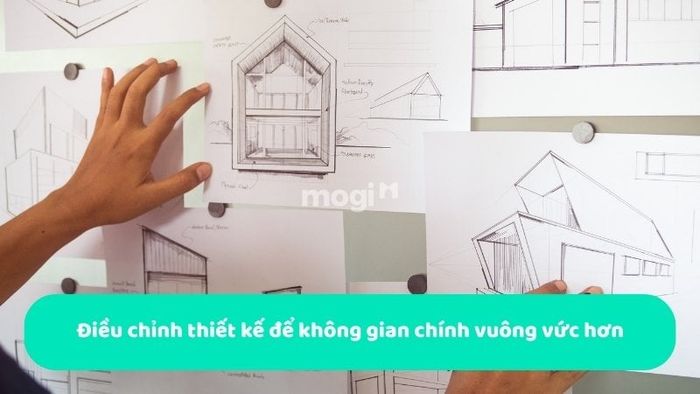 Điều chỉnh thiết kế để không gian chính vuông vắn hơn.